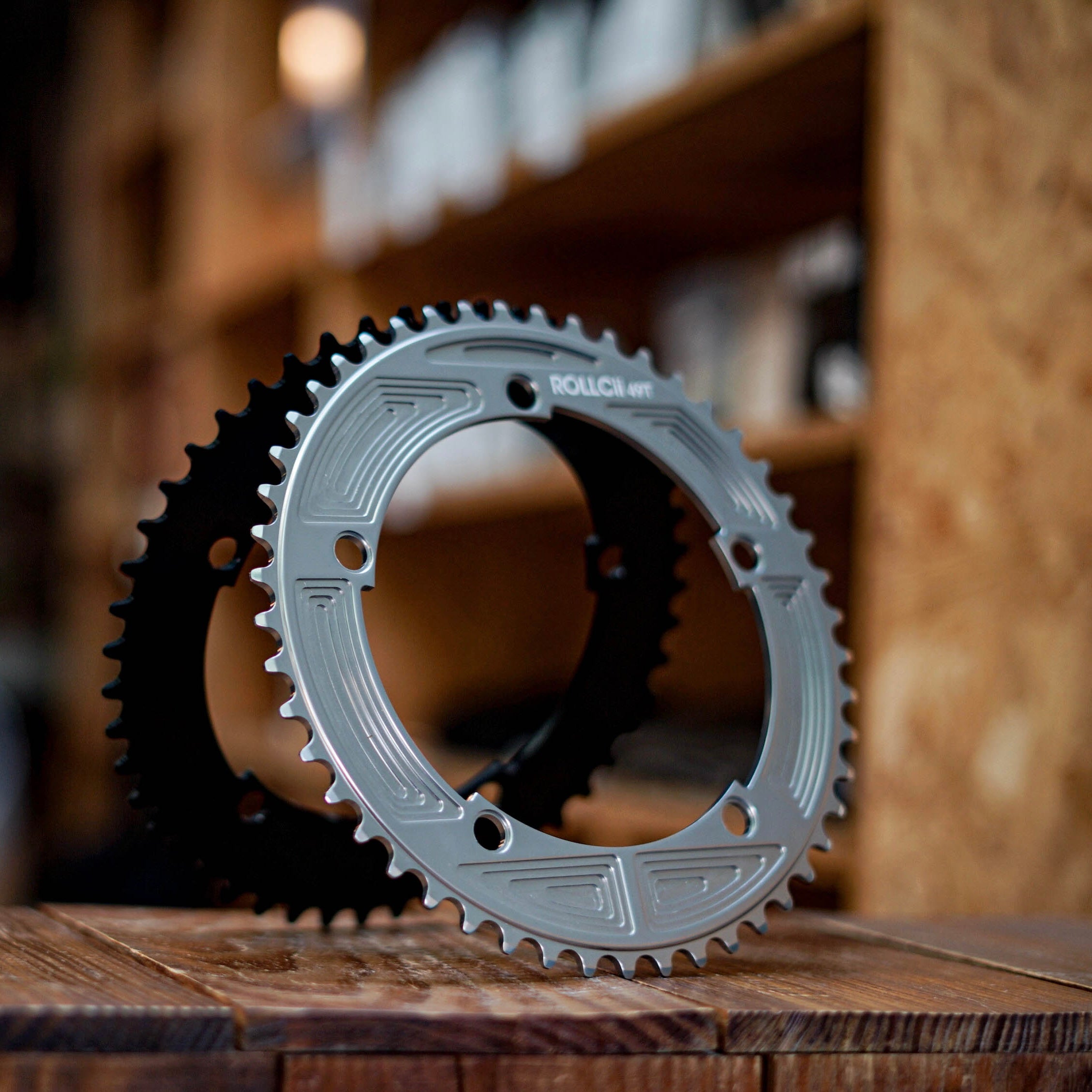 ROLLCii Gradient Track Chainring for BCD144 5-Bolt, Schwarz, Ansicht 3
