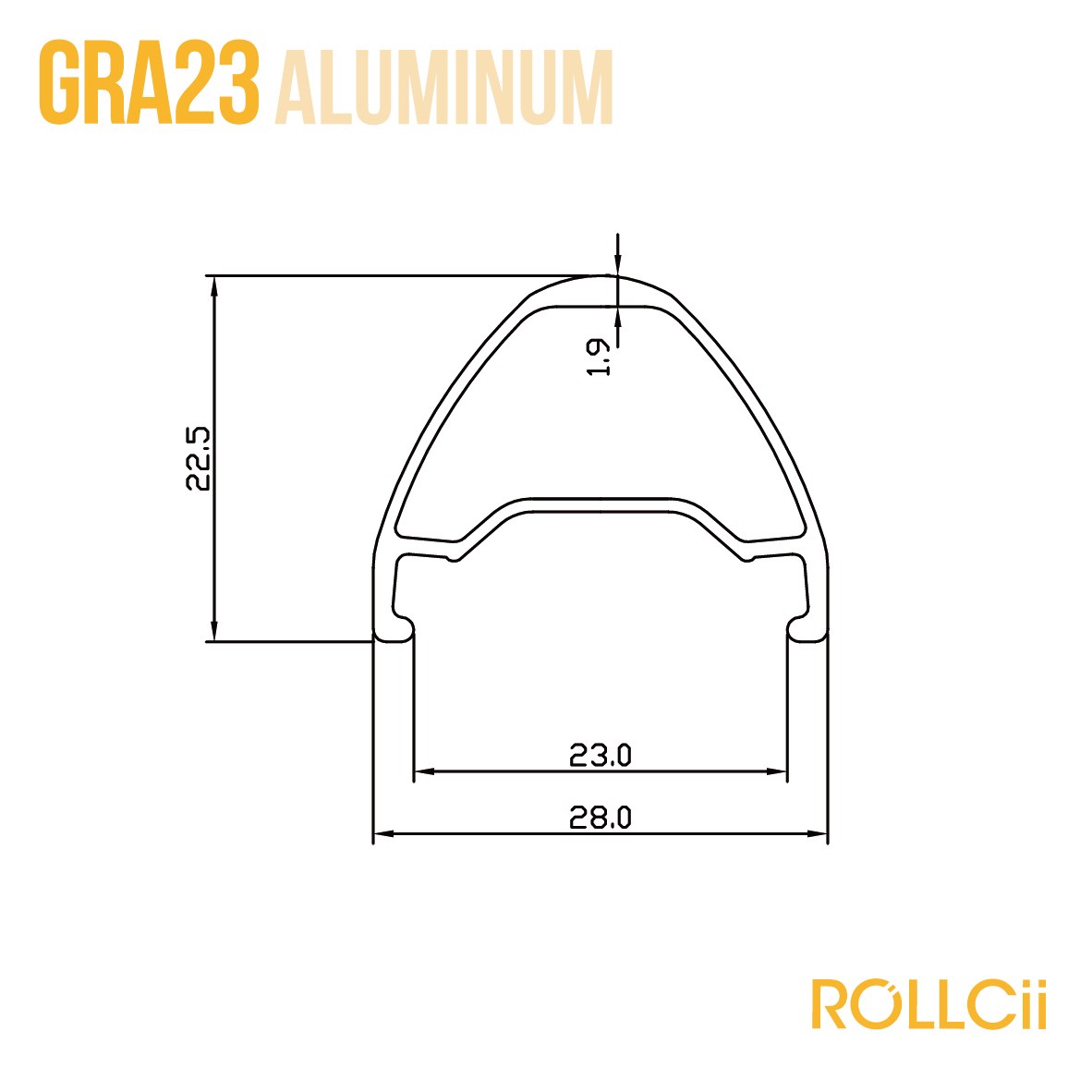 ROLLCii GRA23 Aluminum Rim, Gravel All-Road Bikepacking MTB, Scheibenbremse, Hauptansicht