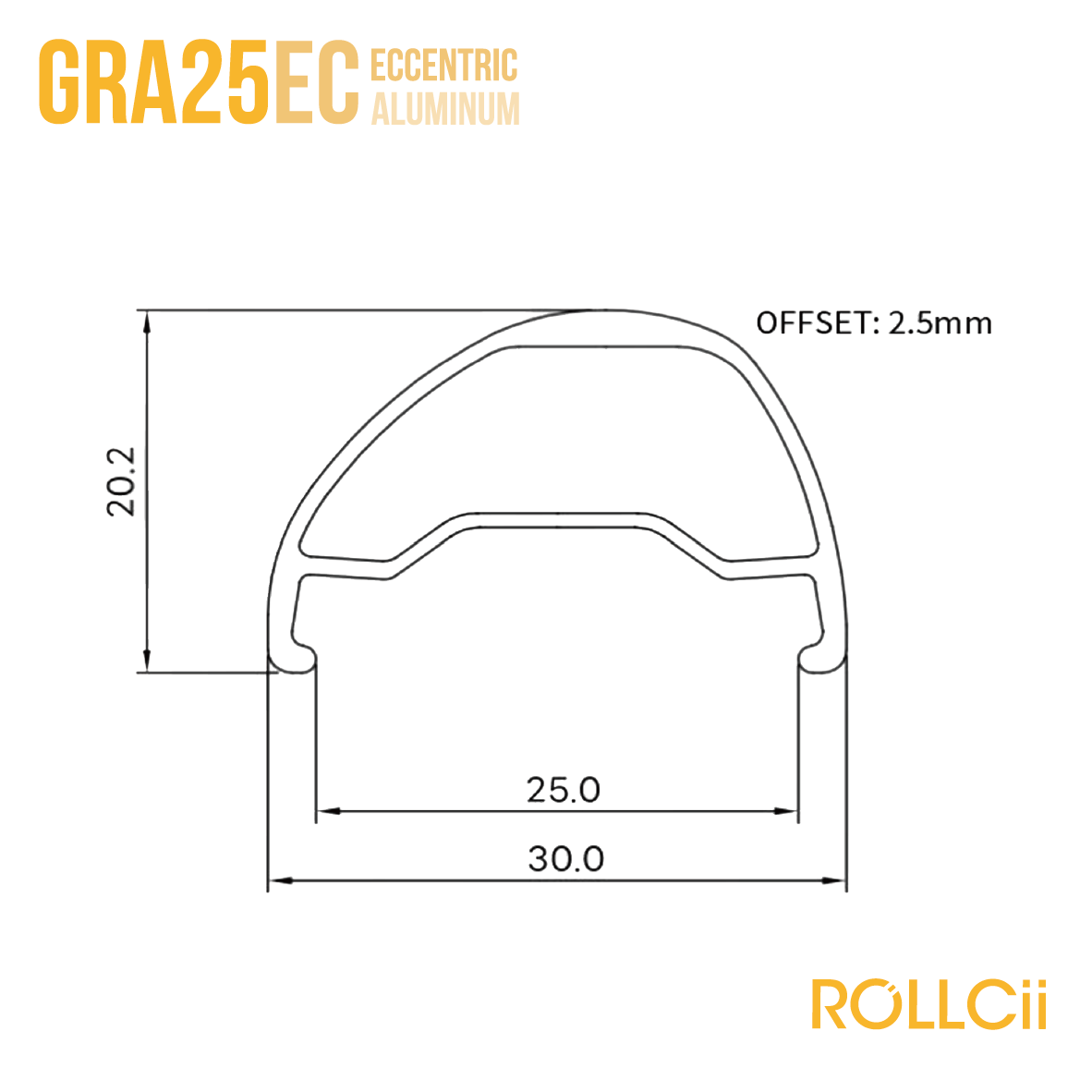 Llanta de Aluminio Excéntrica ROLLCii GRA25EC, gravel all-road freno de disco, vista 3