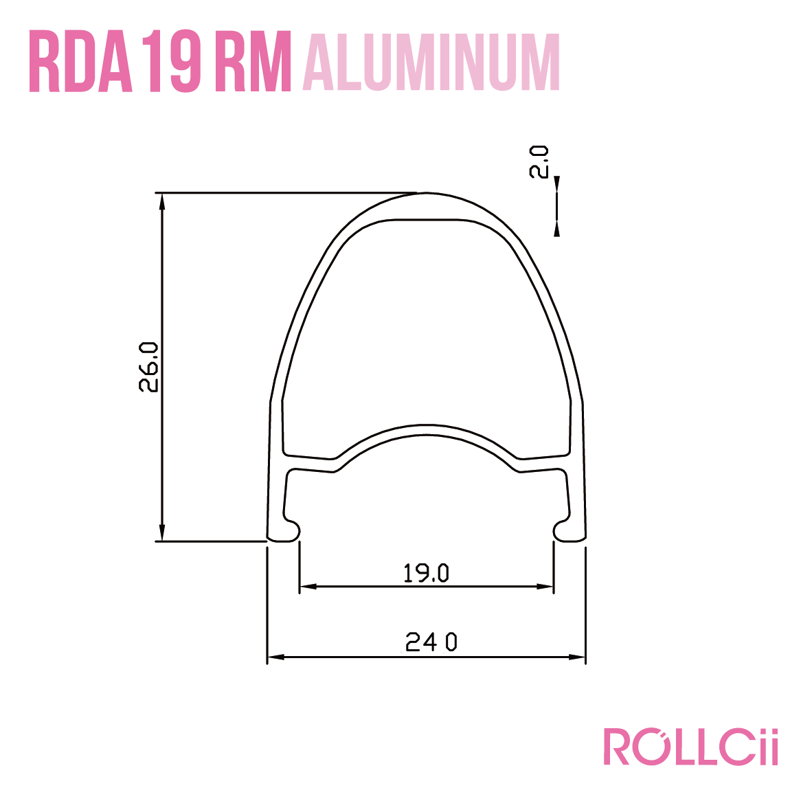ROLLCii RDA19RM Aluminum Rim, 700C Rennrad/Track Felgenbremse, Ansicht 4