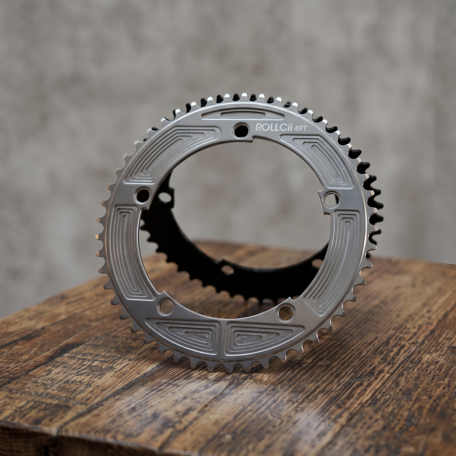 ROLLCii Gradient Track Chainring for BCD144 5-Bolt, Schwarz, Ansicht 2