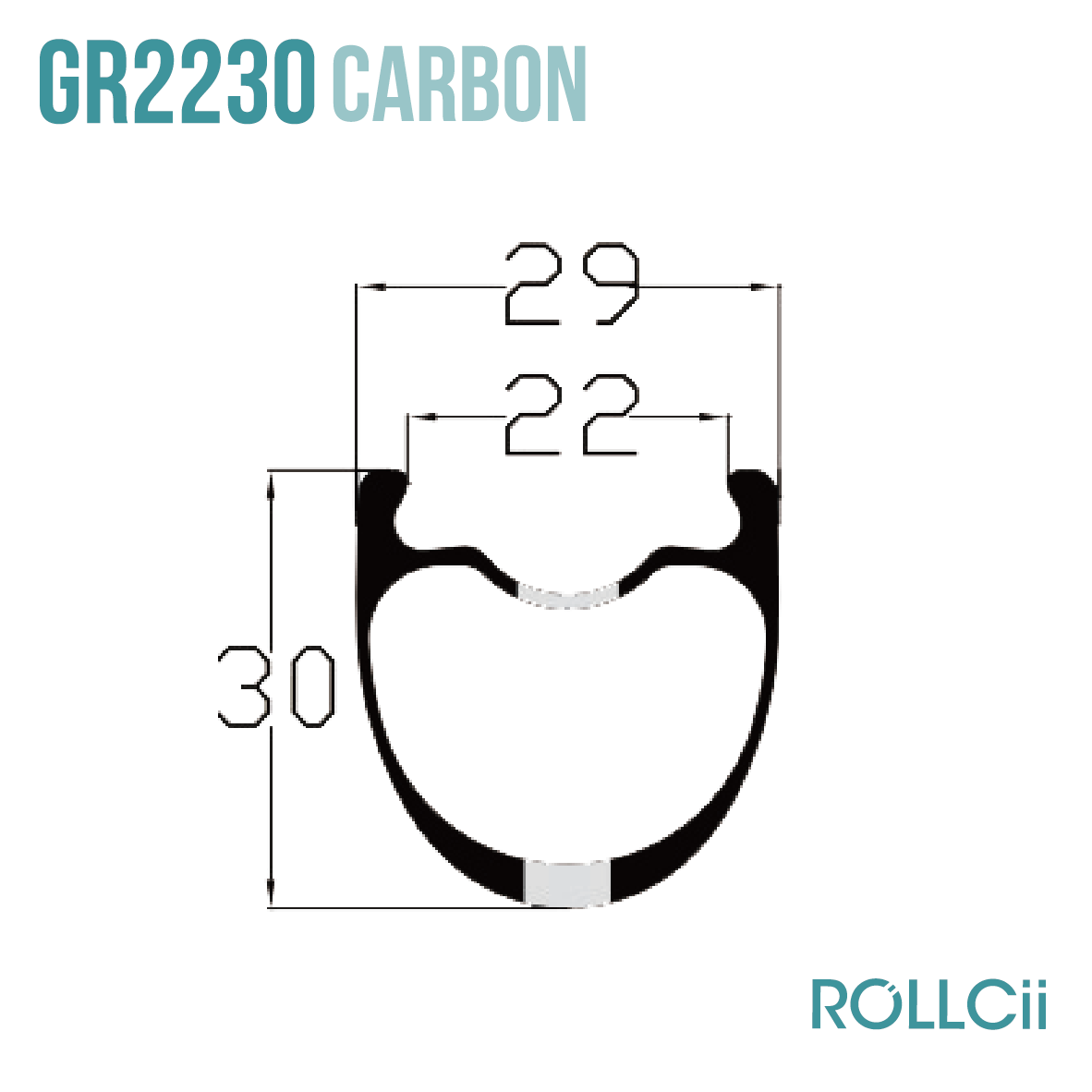 ROLLCii GR2230 Carbon Rim, 24Hole 700C, all-road disc gravel, view 2