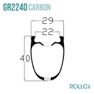 ROLLCii GR2240 Carbon Rim, 24Hole 700C, all-road disc gravel, view 2