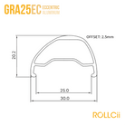ROLLCii GRA25EC Eccentric Aluminum Rim, グラベル・オールロード ディスクブレーキ, アングル3