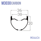 ROLLCii M3030 Carbon Rim, 29", MTB Enduro Trail, Ansicht 3