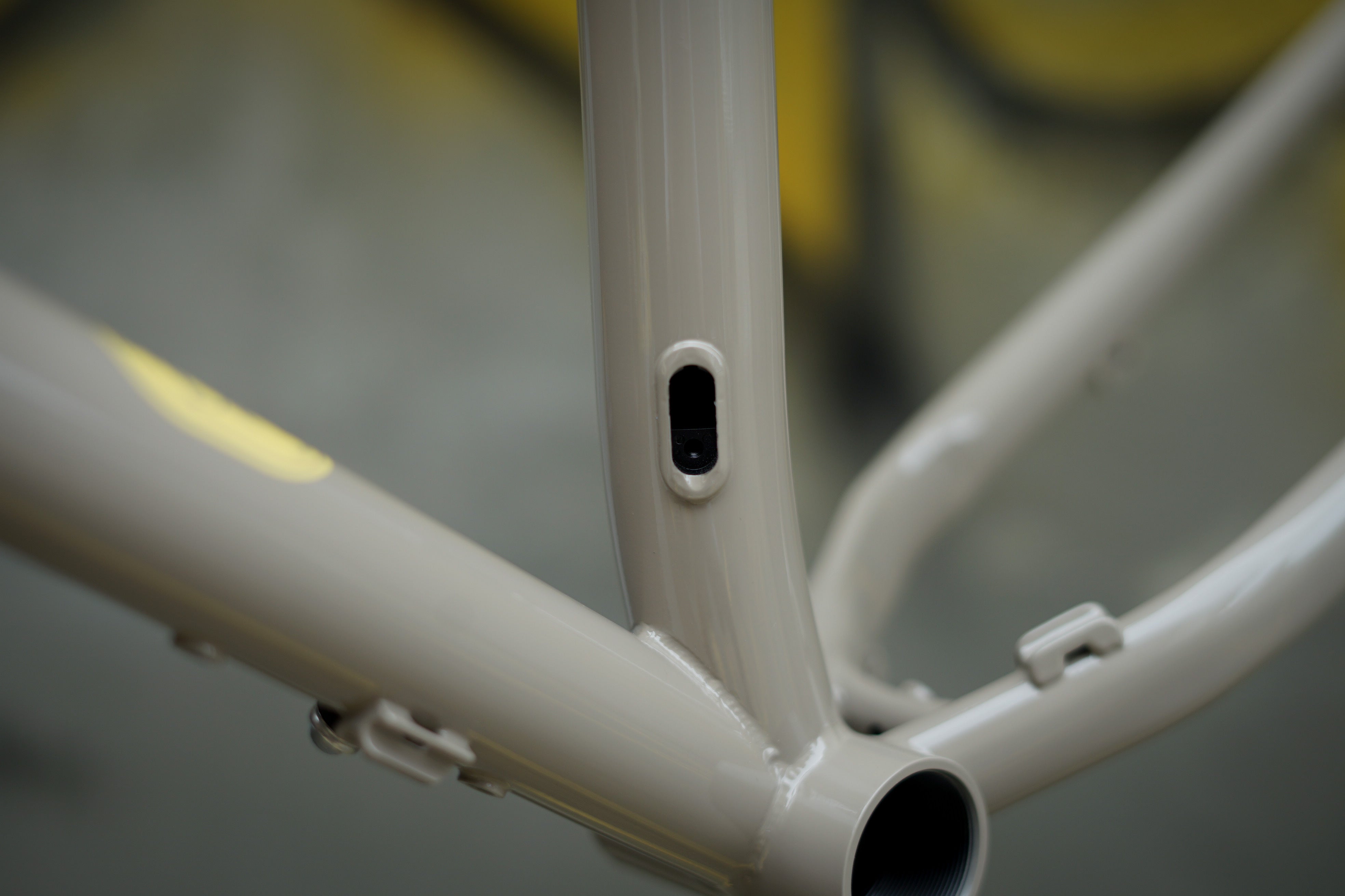 VELOCI Bongo Jungle Steel Hardtail MTB Frame, Corn Harvest colorway, detail view
